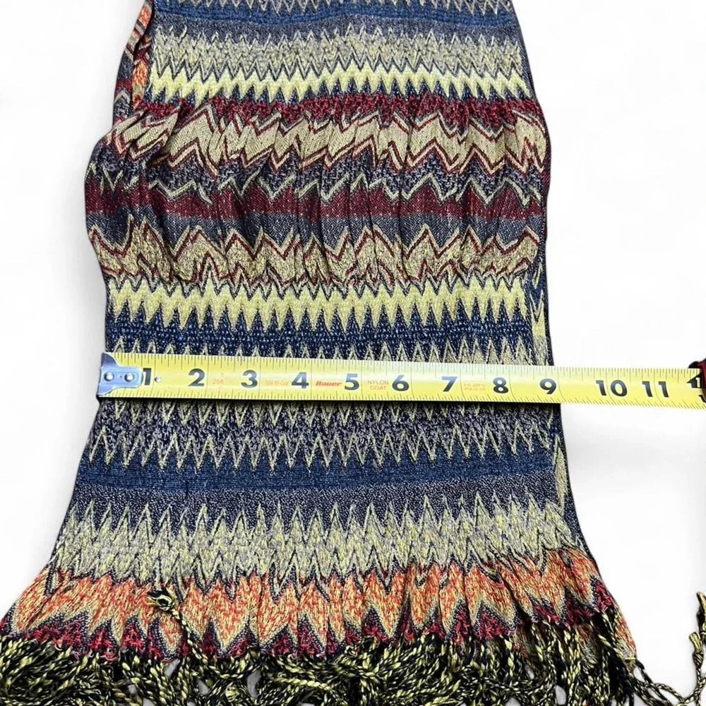 Multi-coloured scarf with fringe 64